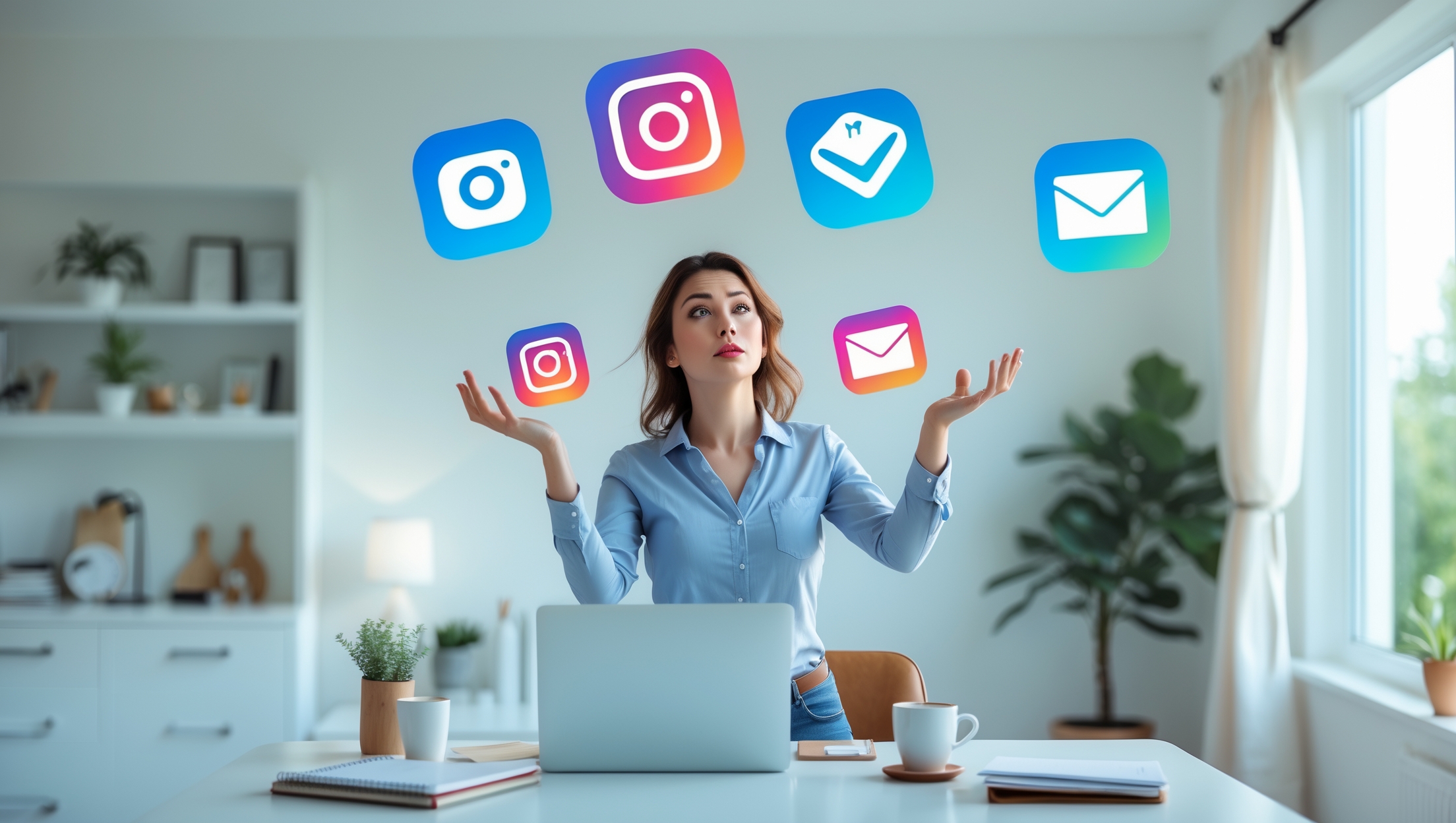 Profit Boost - eine Frau jongliert mit ihrem Online Business -mit KI erstellt