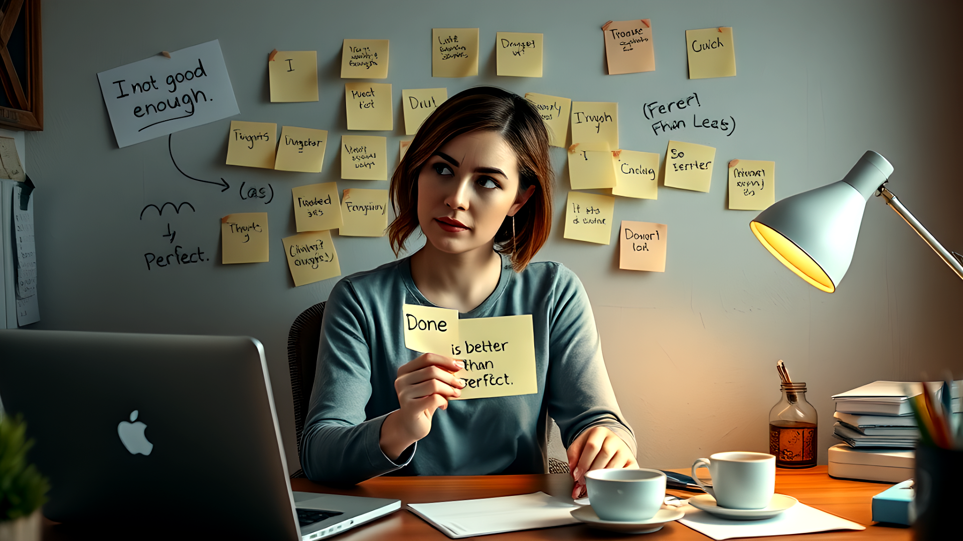 Online Business Mindset- Der Kopf sagt dir Nein und doch musst du dich entscheiden für Ja- Mit KI erstellt