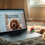 Evergreen Produkte - Webseite mit Hund und Bürste - mit KI erstellt