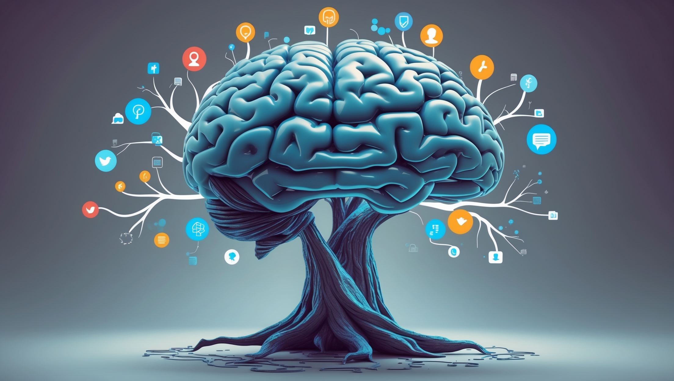 Mindset a brain with a tree and icons around it - mit KI erstellt