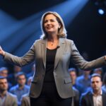 Selbstbewusstsein - Eine Frau steht vor einem Publikum - mit KI erstellt