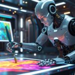 KI Bilder - Ein Roboter malt ein Bild -mit KI erstellt