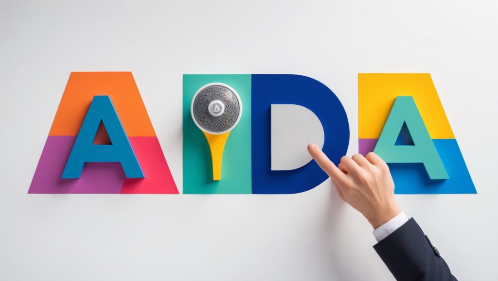 AIDA Prinzip - Ein Bild zeigt die Buchstaben an - mit KI erstellt