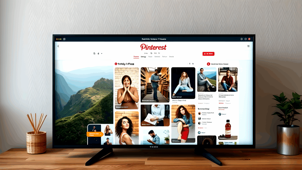 Pinterest - Der Laptop ist geöffnet und die Plattform Pinterest ist zu sehen