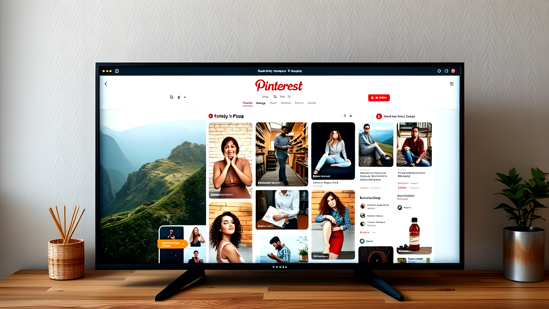 Pinterest - Der Laptop ist geöffnet und die Plattform Pinterest ist zu sehen